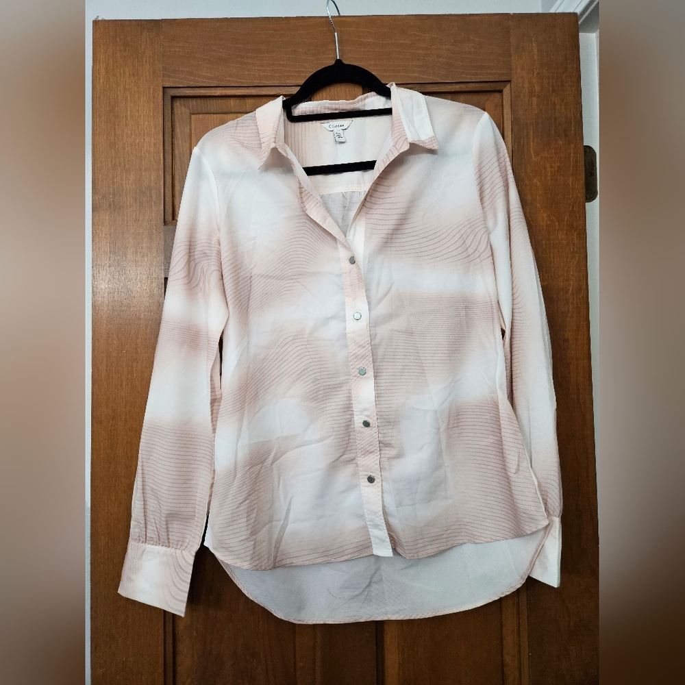 Calvin Klein Pink and White Button-Up Shirt